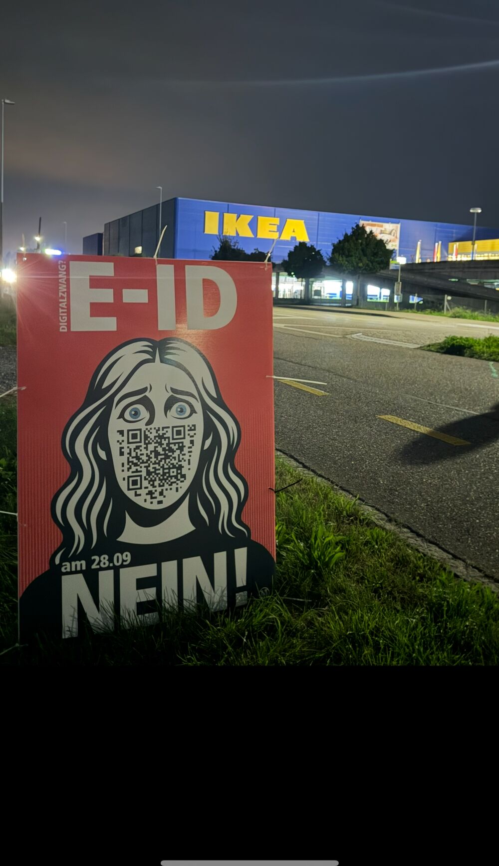 E-ID-Plakataktion bei Nacht
