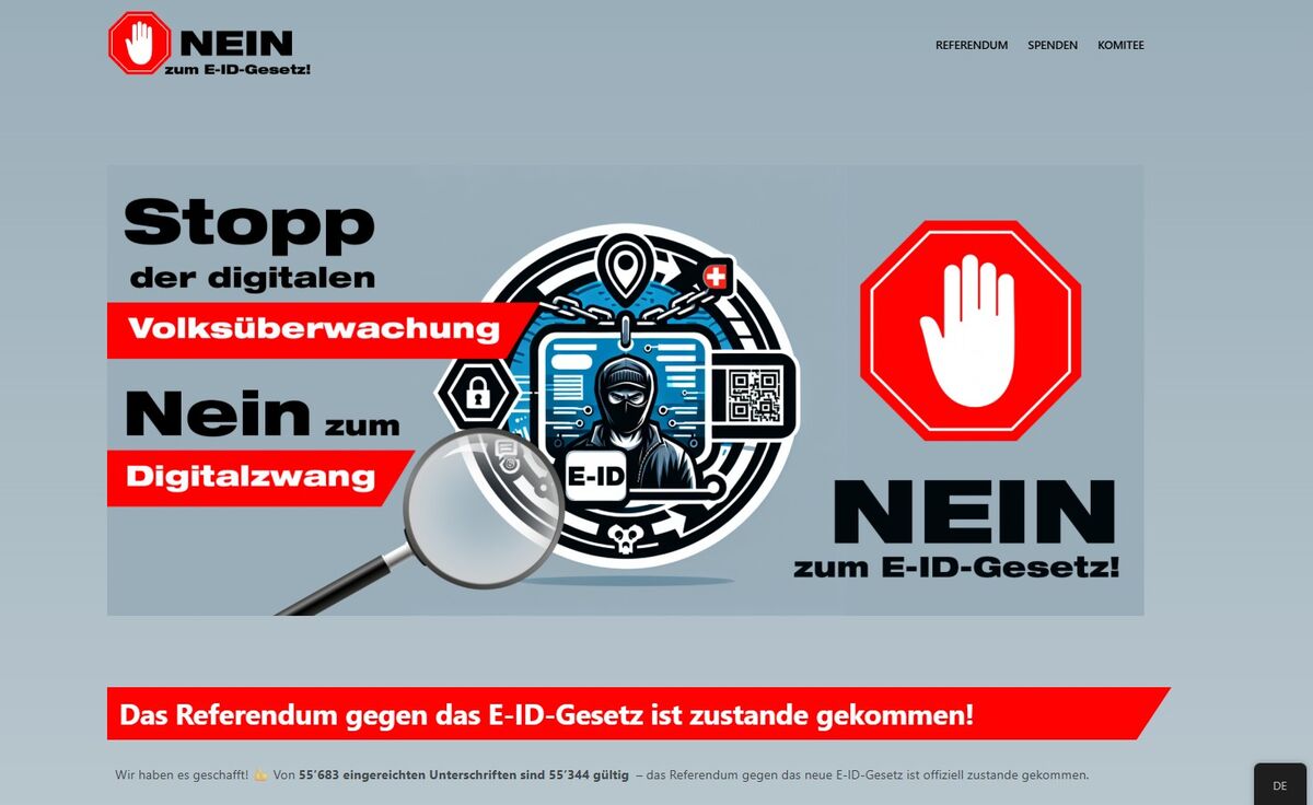 Kampagnenwebsite eid-nein-danke.ch